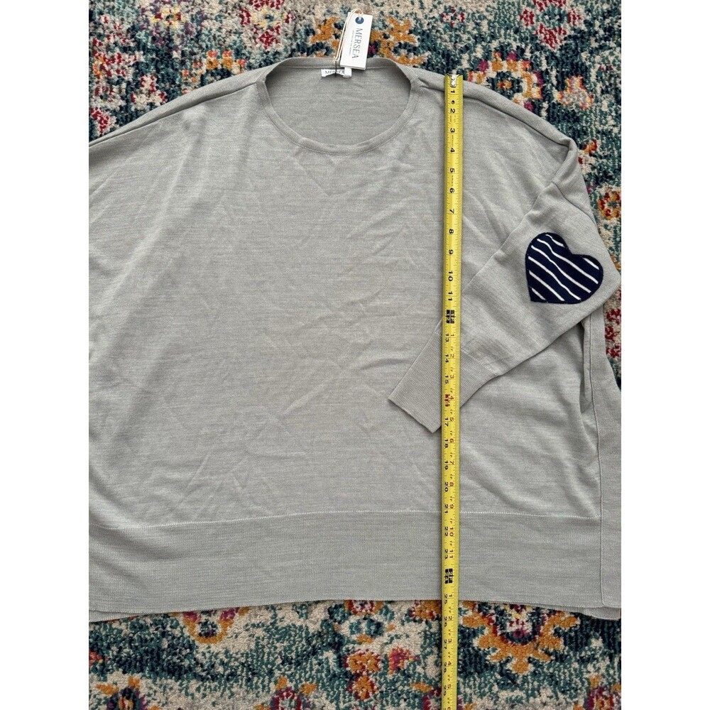 Women's Light Gray Heart Elbow-Patch Sweater - Picture 7 of 9